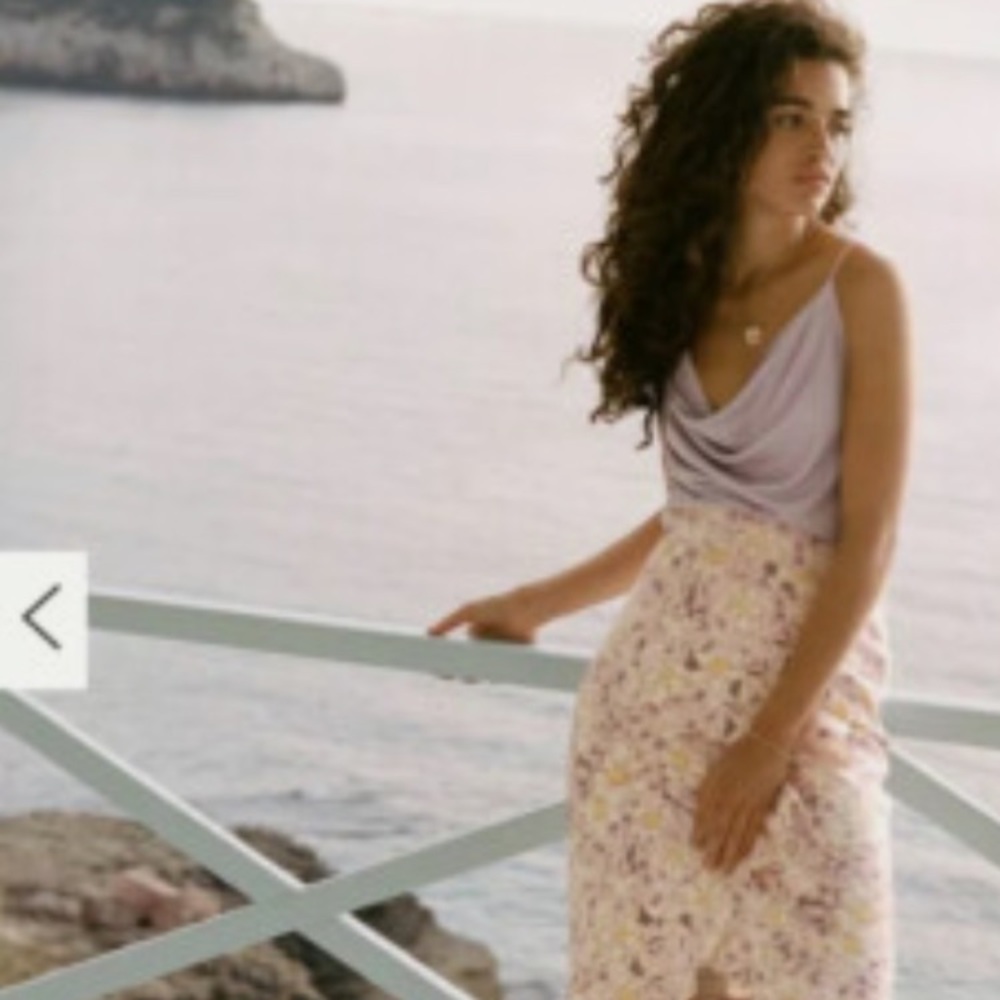 🆕 NWT by Anthropologie Skye Floral Lavender/Cream Ruffle Faux Wrap Skirt Sz 12 - Picture 16 of 16